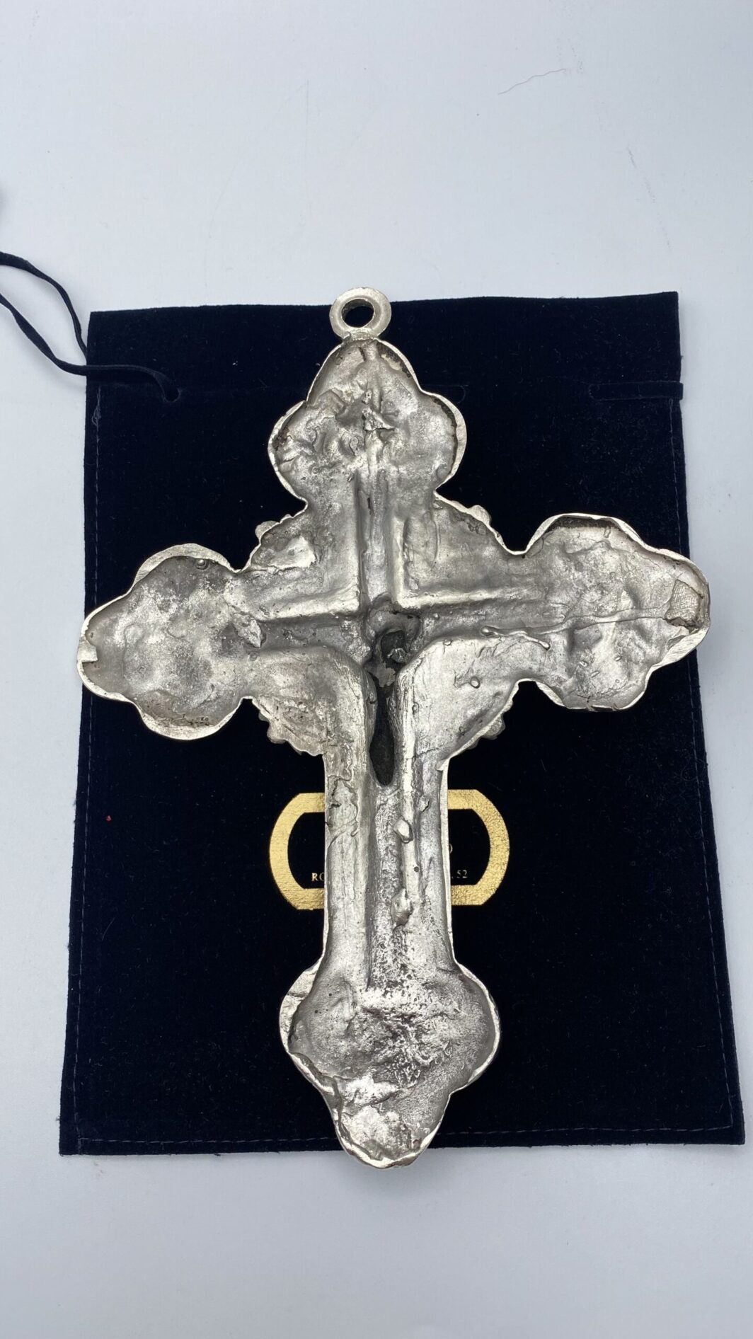 CROCE NEOBIZANTINA IN BRONZO ARGENTATO. NEOBYZANTINE CROSS IN SILVER-PLATED BRONZE - immagine 7