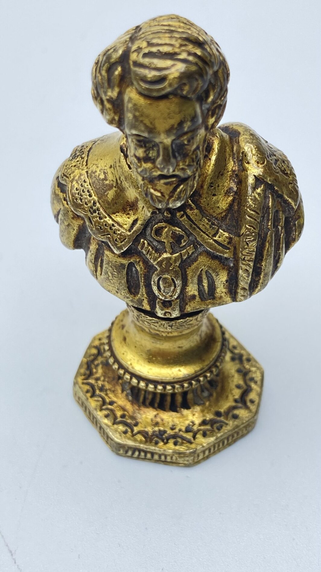 MINIATURA DI MEZZOBUSTO IN BRONZO DORATO XIX sec. - immagine 3