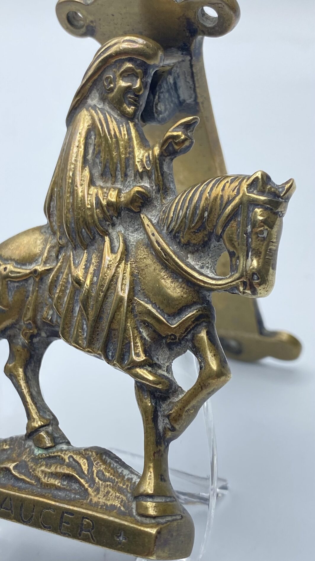 BATACCHIO IN BRONZO DORATO, CON GEOFFREY CHAUCER. XIX sec. - immagine 4