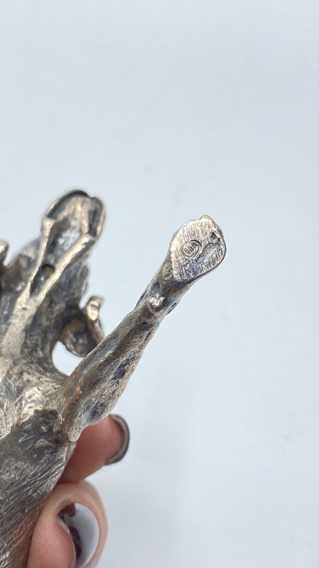 SCULTURA DI CANE DA CACCIA POINTER INGLESE IN ARGENTO MASSICCIO 925. XX sec. - immagine 7