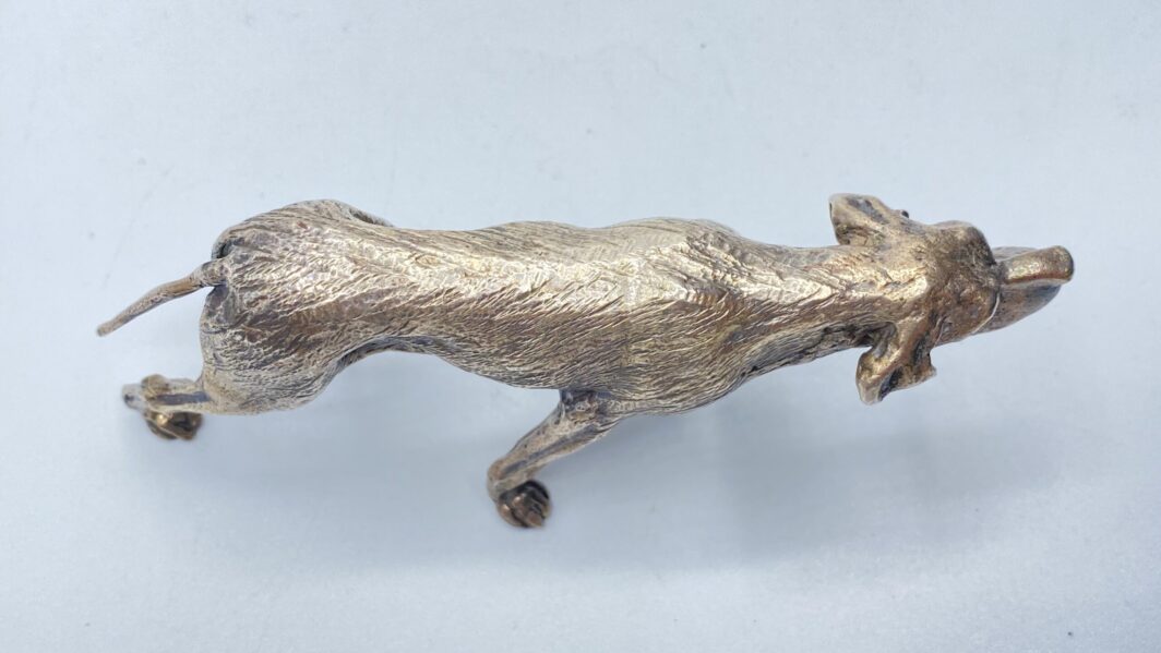 SCULTURA DI CANE DA CACCIA POINTER INGLESE IN ARGENTO MASSICCIO 925. XX sec. - immagine 6