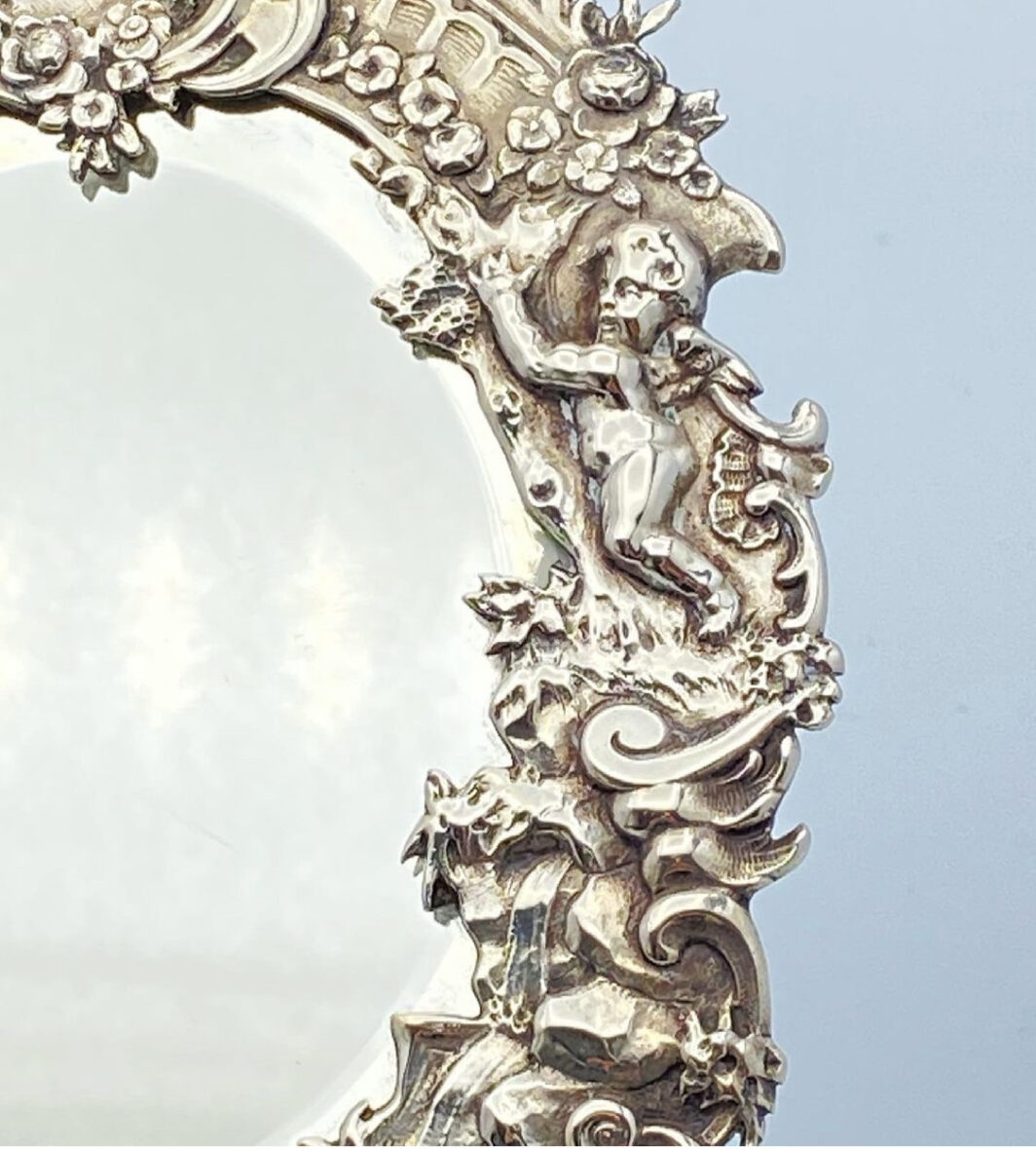 SPECCHIO DA TOELETTA IN ARGENTO. XVIII sec. - immagine 4