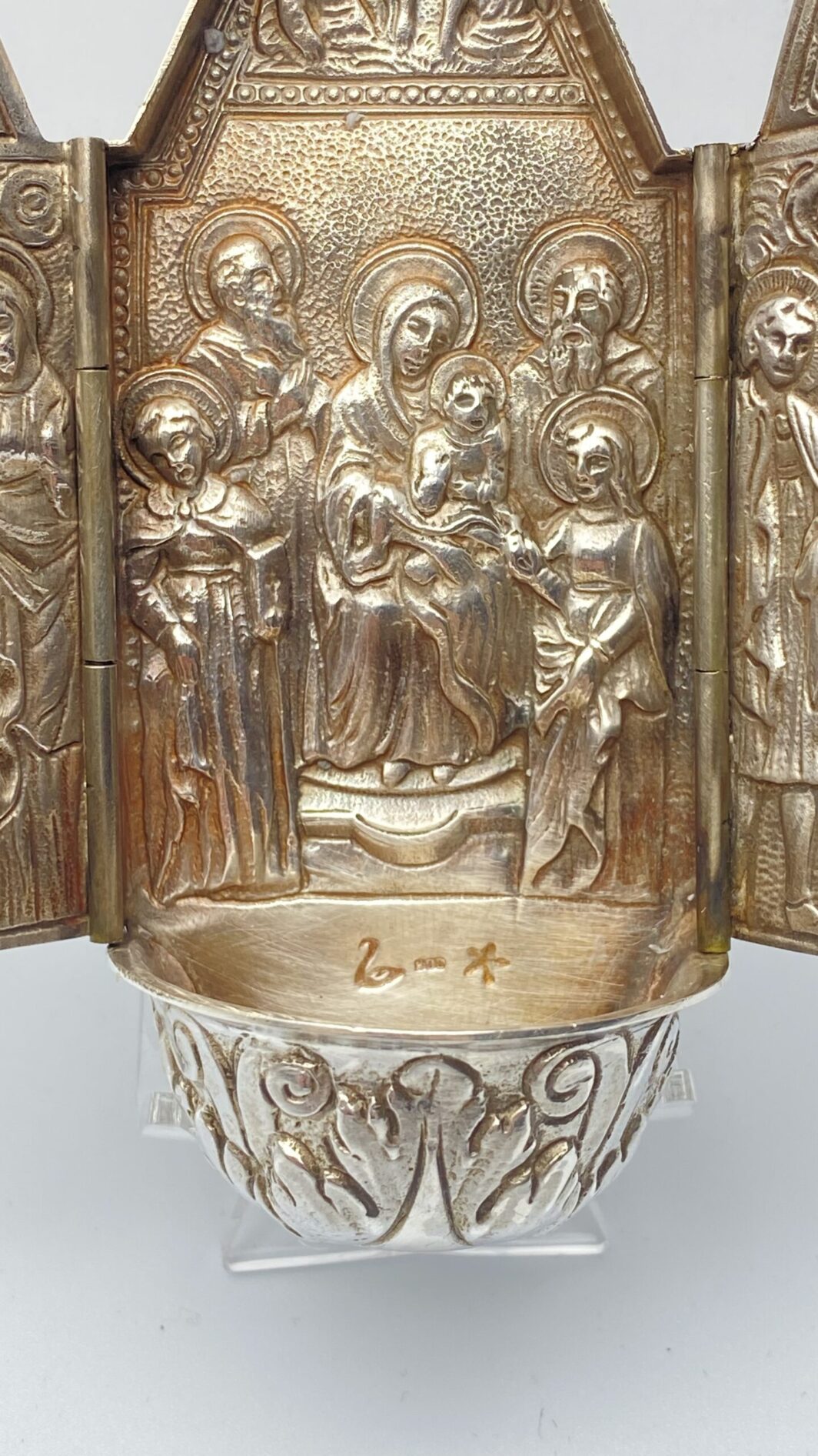 ACQUASANTIERA TRIPARTITA IN ARGENTO XX sec. - immagine 4