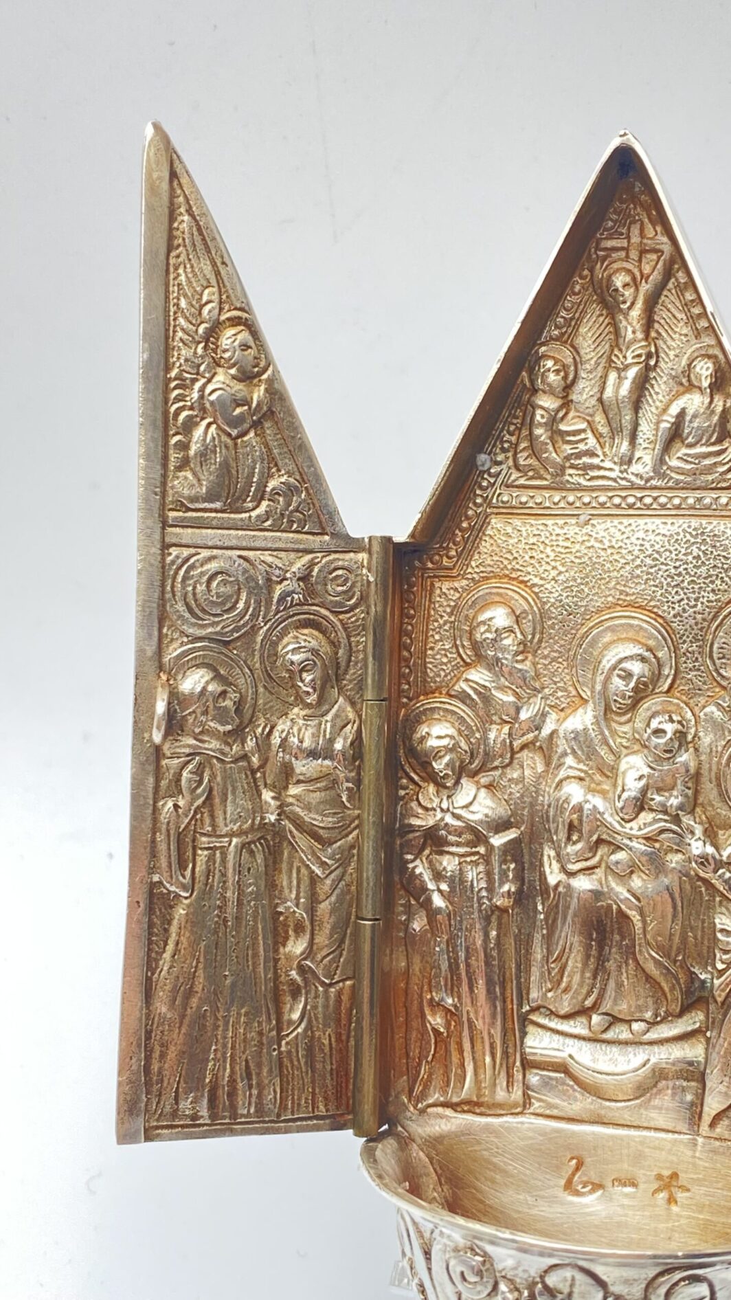 ACQUASANTIERA TRIPARTITA IN ARGENTO XX sec. - immagine 5