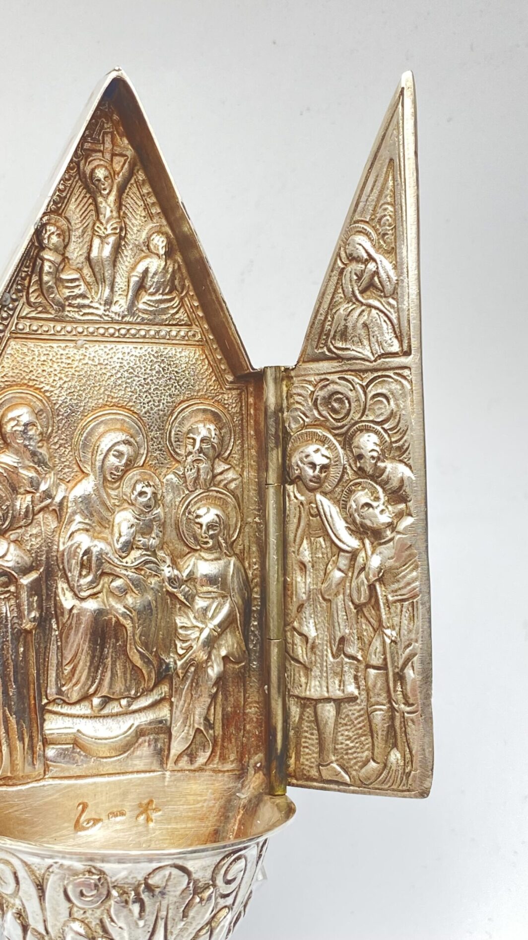 ACQUASANTIERA TRIPARTITA IN ARGENTO XX sec. - immagine 6