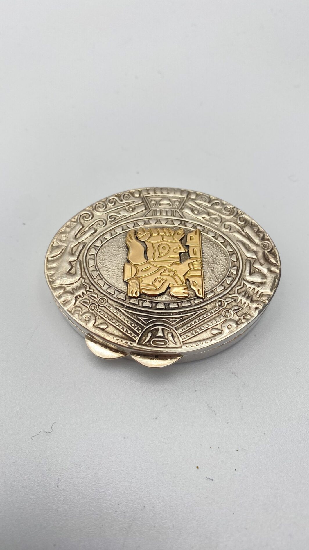 POSACENERE DA TASCA/BORSETTA IN ARGENTO E ORO. VINTAGE XX sec.