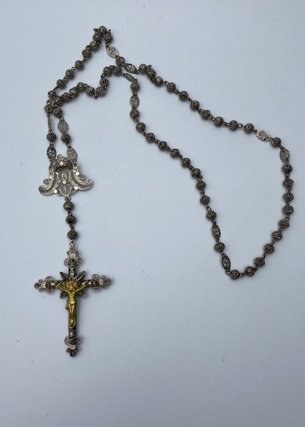ROSARIO IN FILIGRANA D’ARGENTO. ITALIA XIX sec.