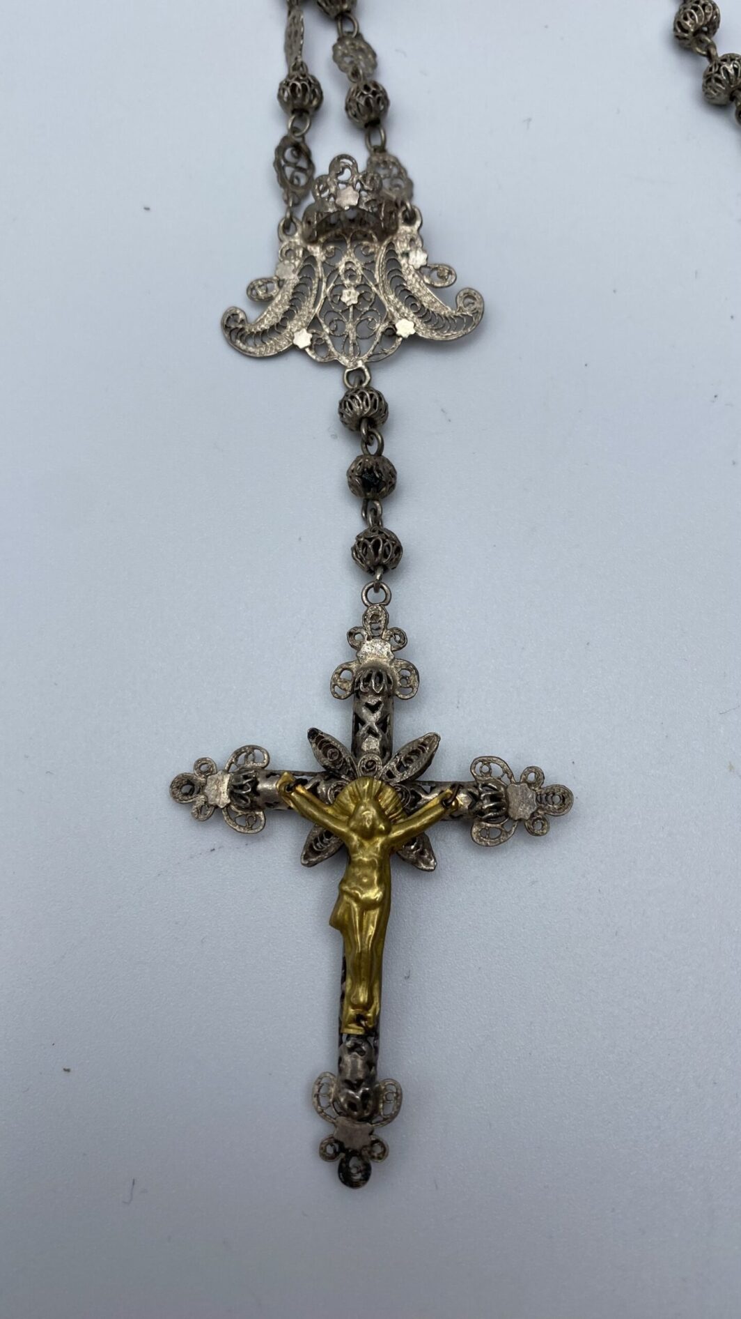 ROSARIO IN FILIGRANA D’ARGENTO. ITALIA XIX sec. - immagine 3