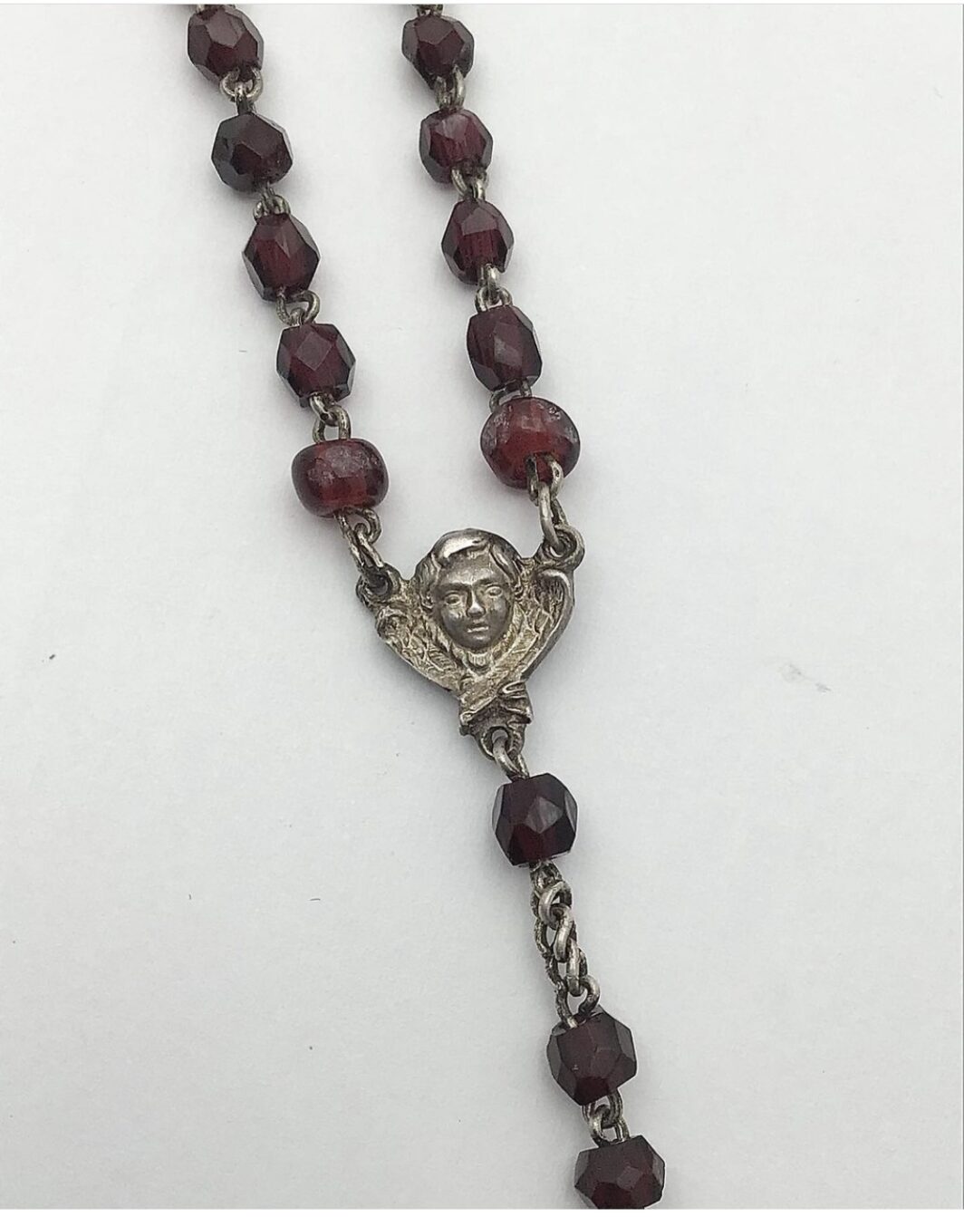 ROSARIO IN ARGENTO E GRANATI CON RELIQUIARIO E CUSTODIA ORIGINALE. XIX sec. - immagine 7