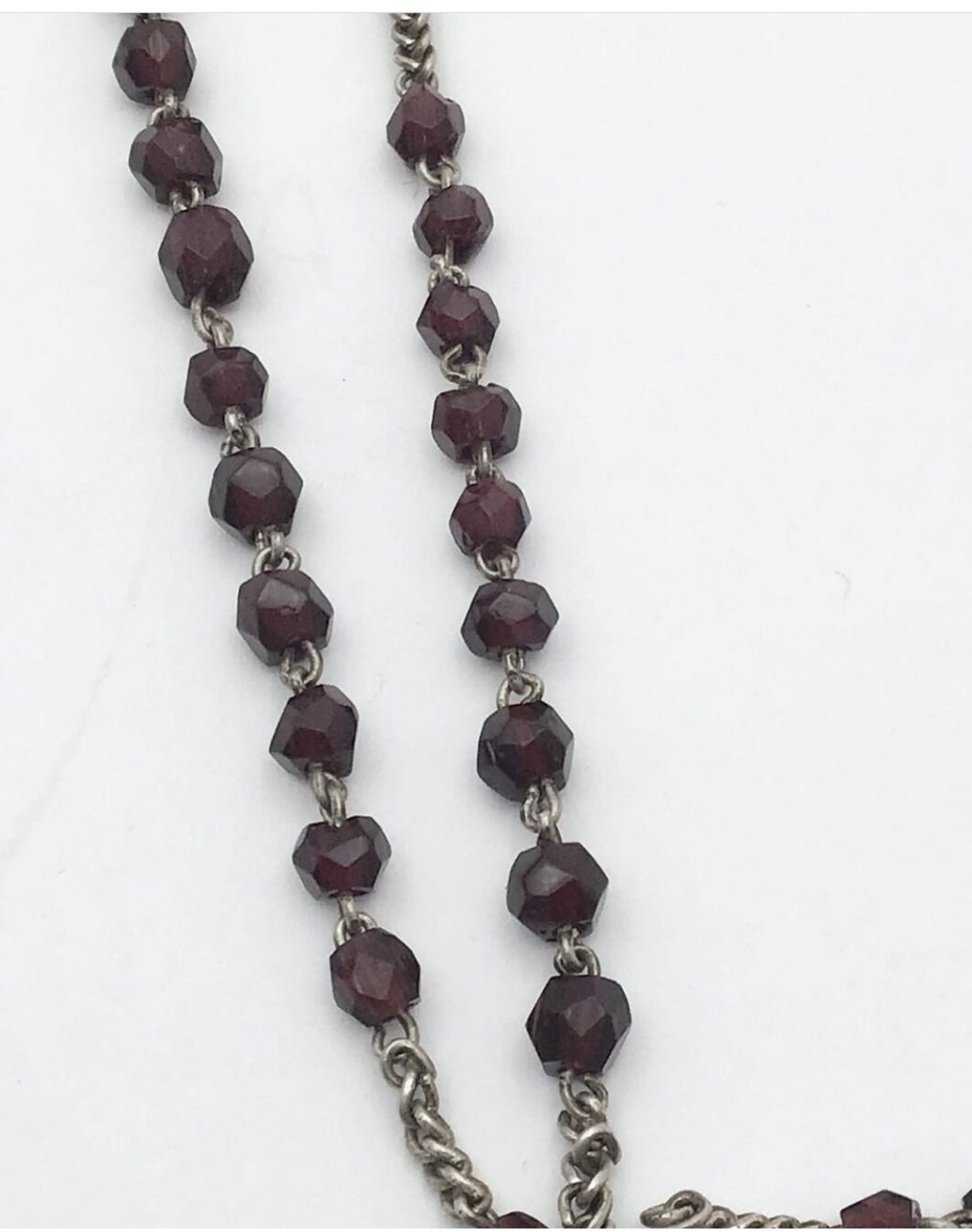 ROSARIO IN ARGENTO E GRANATI CON RELIQUIARIO E CUSTODIA ORIGINALE. XIX sec. - immagine 4