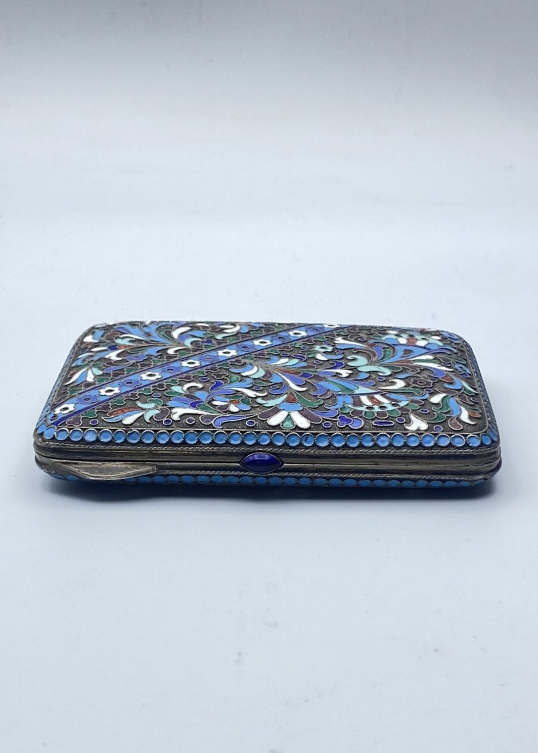 PORTASIGARETTE KHLEBNIKOV IN ARGENTO RUSSO CLOISONNE XIX sec.