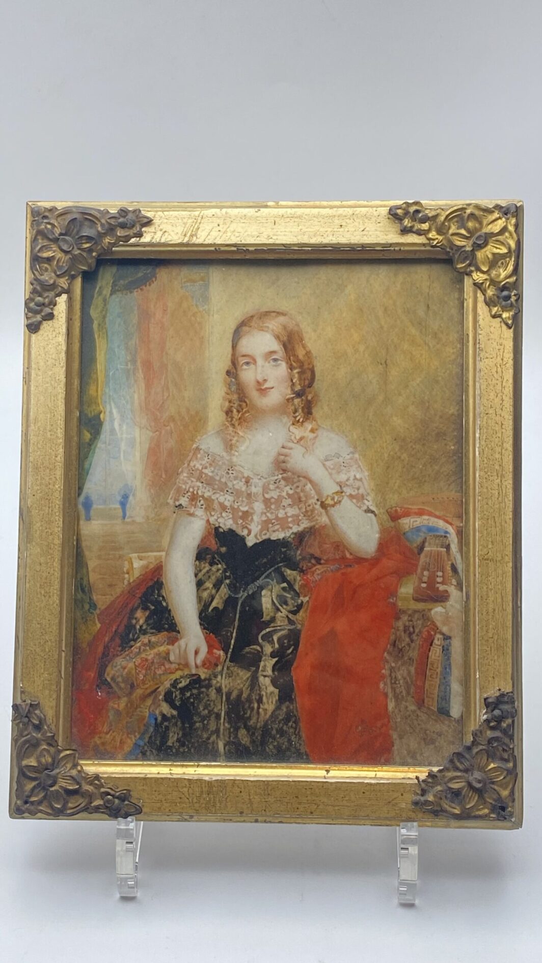 RITRATTO DI UNA GIOVANE REGINA VITTORIA. MINIATURA SU MATERIALE ORGANICO PREZIOSO. INGHILTERRA XIX sec - immagine 13