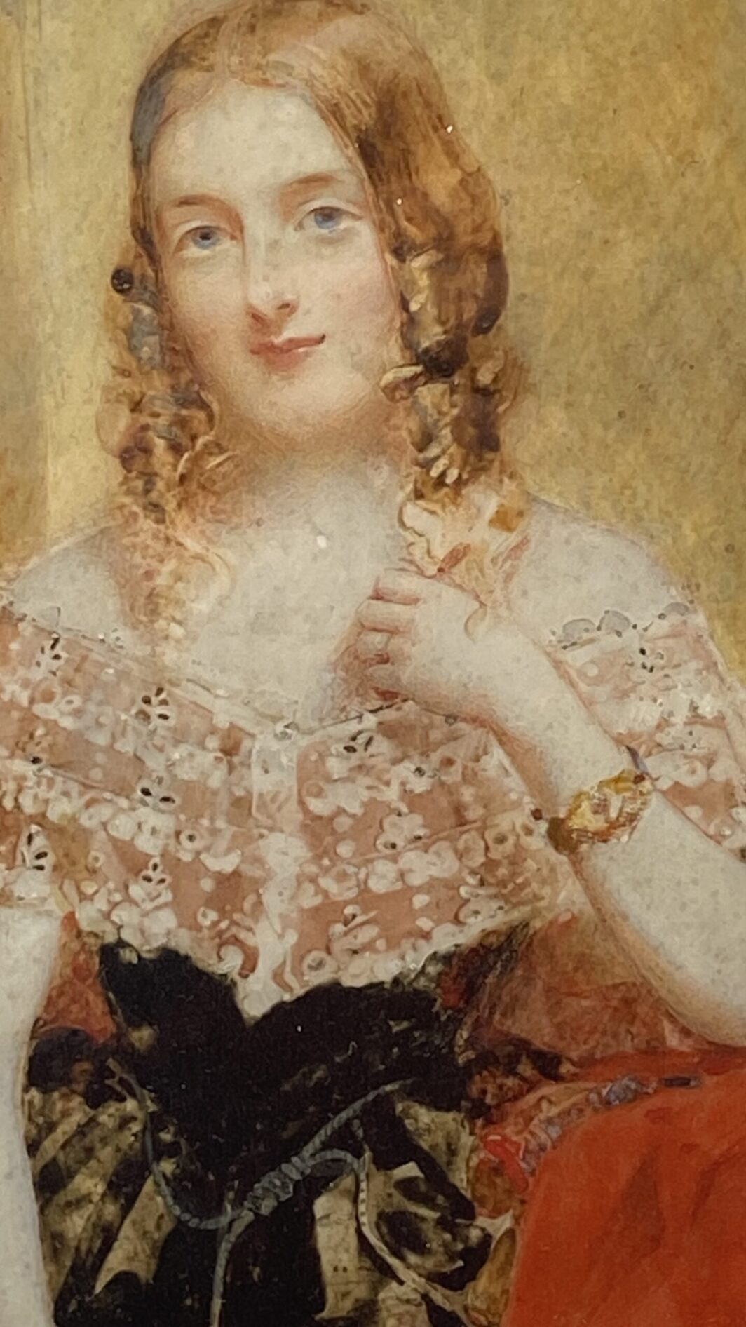 RITRATTO DI UNA GIOVANE REGINA VITTORIA. MINIATURA SU MATERIALE ORGANICO PREZIOSO. INGHILTERRA XIX sec - immagine 11
