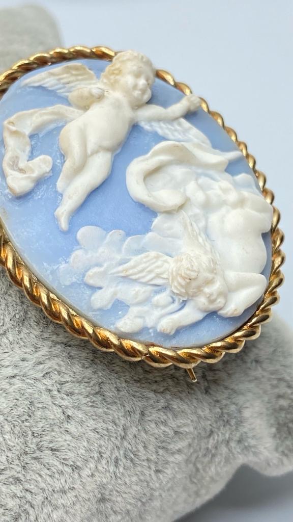 CAMMEO IN PORCELLANA WEDGWOOD CON CORNICE IN ORO 9KT. EPOCA REGINA VITTORIA XIX sec. - immagine 7