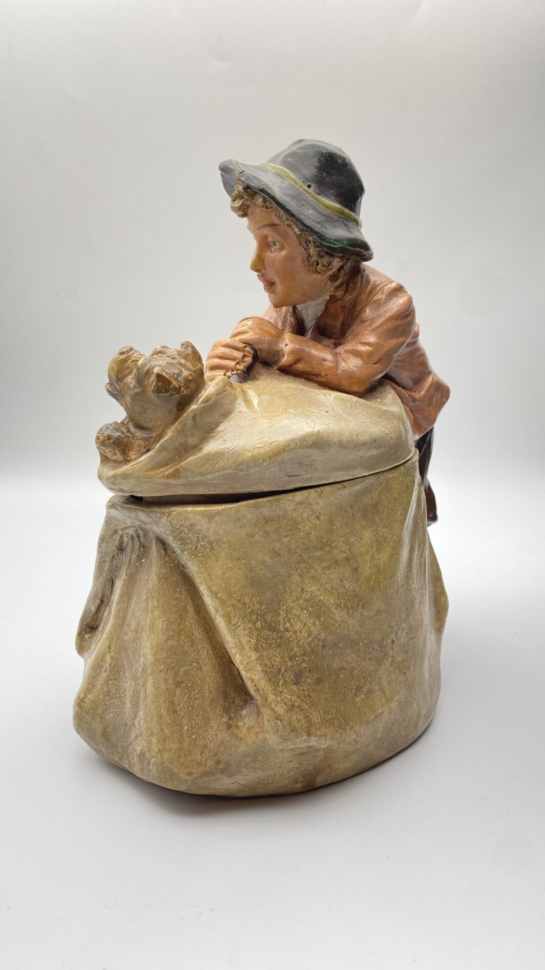 RARA SCATOLA PORTA TABACCO  DA COLLEZIONE IN TERRACOTTA. SCUOLA GOLDSCHEIDER XIX sec. - immagine 6