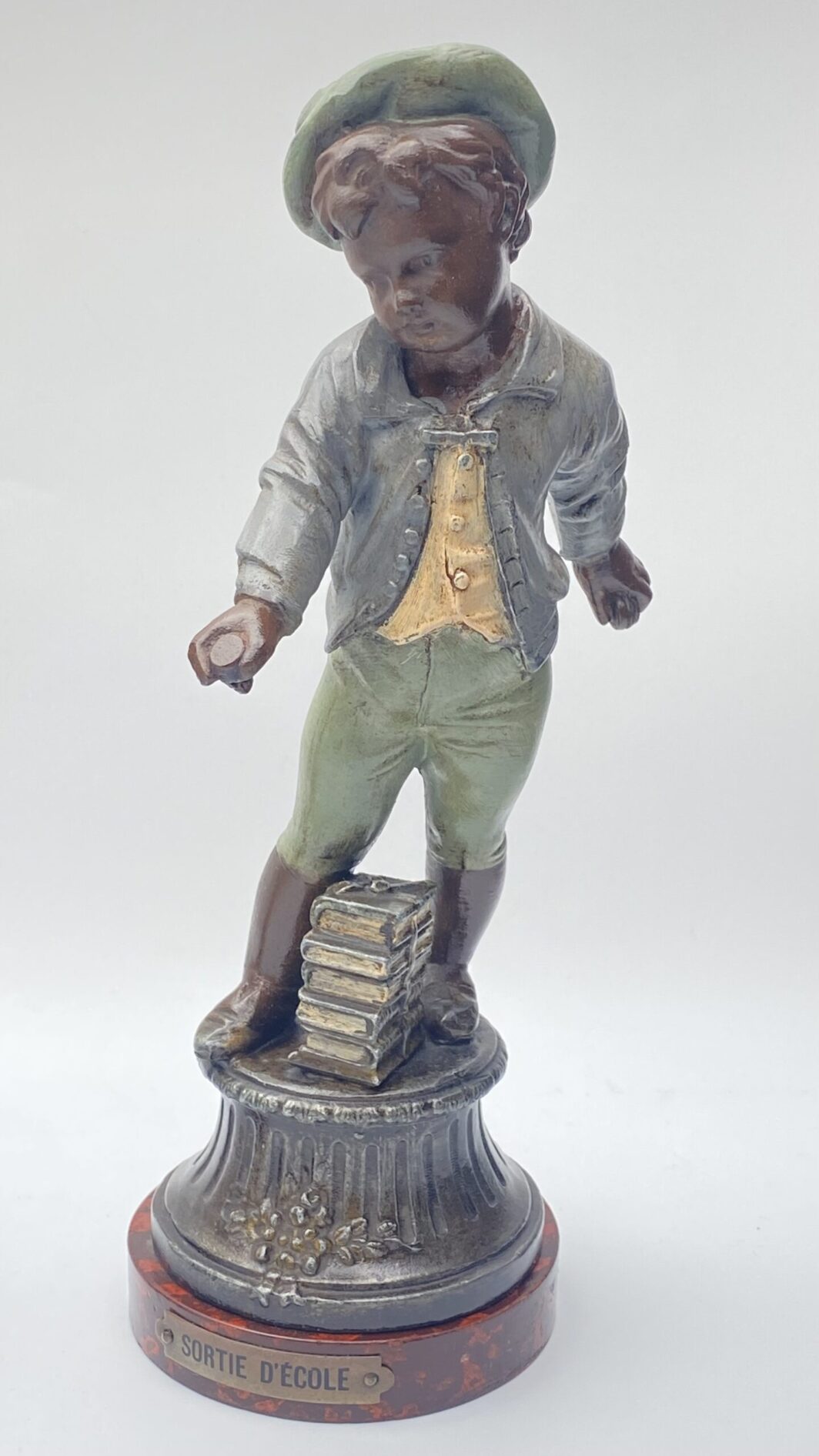 MONELLI ‘’SORTIE DE L’ECOLE’’ IN ANTIMONIO POLICROMO. SCULTORE GEO MAXIM (1885-1940) - immagine 3