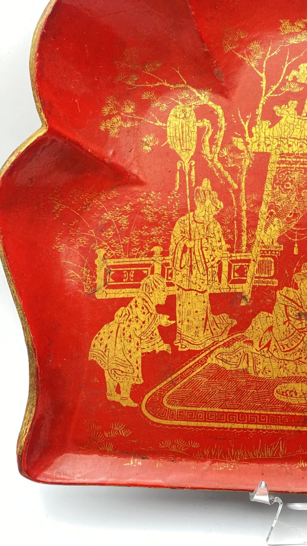 ANTICO SET RACCOGLI BRICIOLE IN PAPIER MACHÉ ROSSO CHINOISE. FRANCIA, NAPOLEONE III - immagine 6