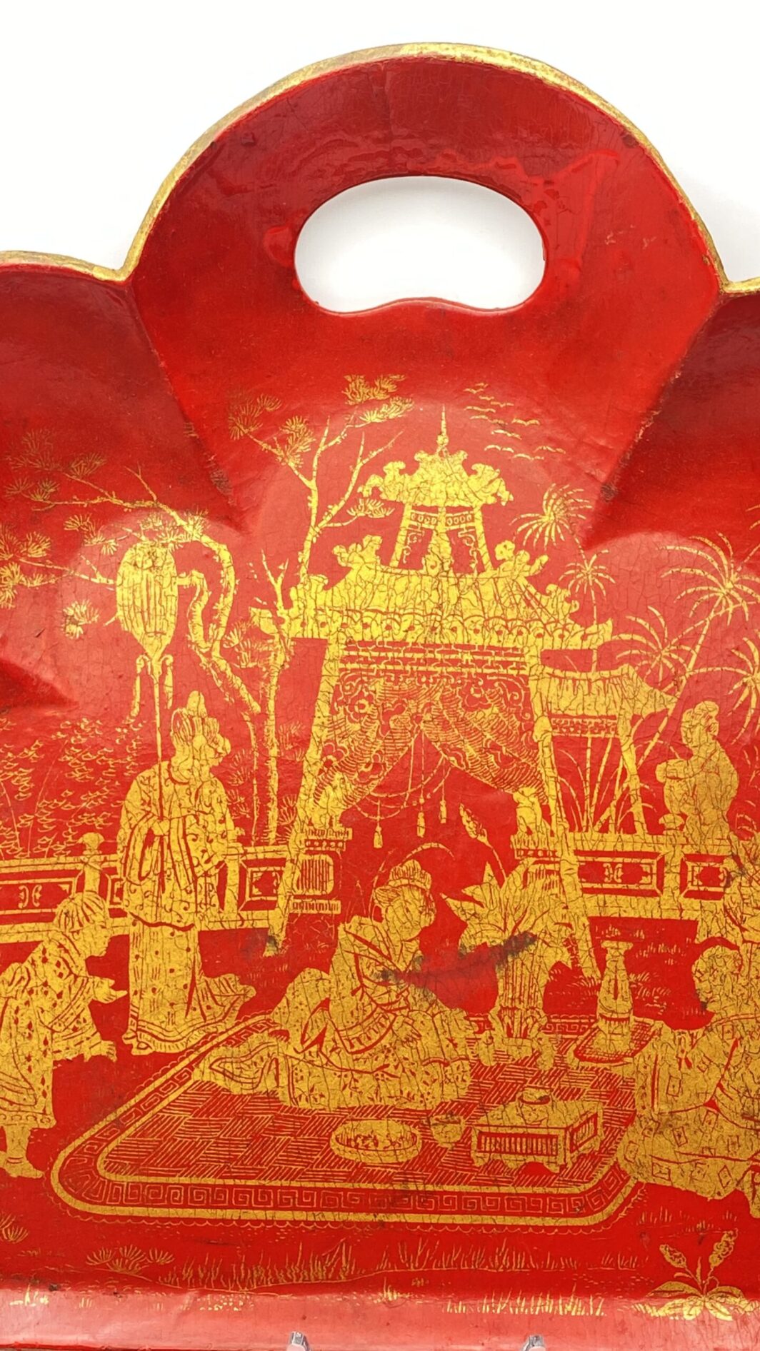 ANTICO SET RACCOGLI BRICIOLE IN PAPIER MACHÉ ROSSO CHINOISE. FRANCIA, NAPOLEONE III - immagine 5