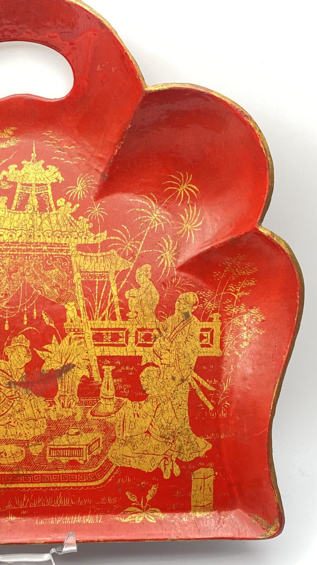 ANTICO SET RACCOGLI BRICIOLE IN PAPIER MACHÉ ROSSO CHINOISE. FRANCIA, NAPOLEONE III - immagine 4