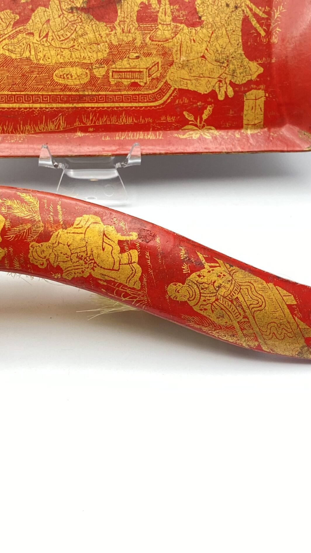 ANTICO SET RACCOGLI BRICIOLE IN PAPIER MACHÉ ROSSO CHINOISE. FRANCIA, NAPOLEONE III - immagine 9