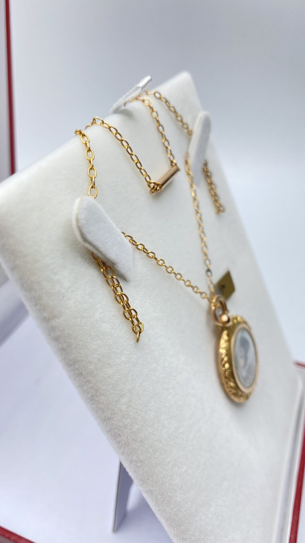 COLLANA CON MINIATURA PENDENTE, IN ORO 14 KT. EPOCA NAPOLEONE III - immagine 6