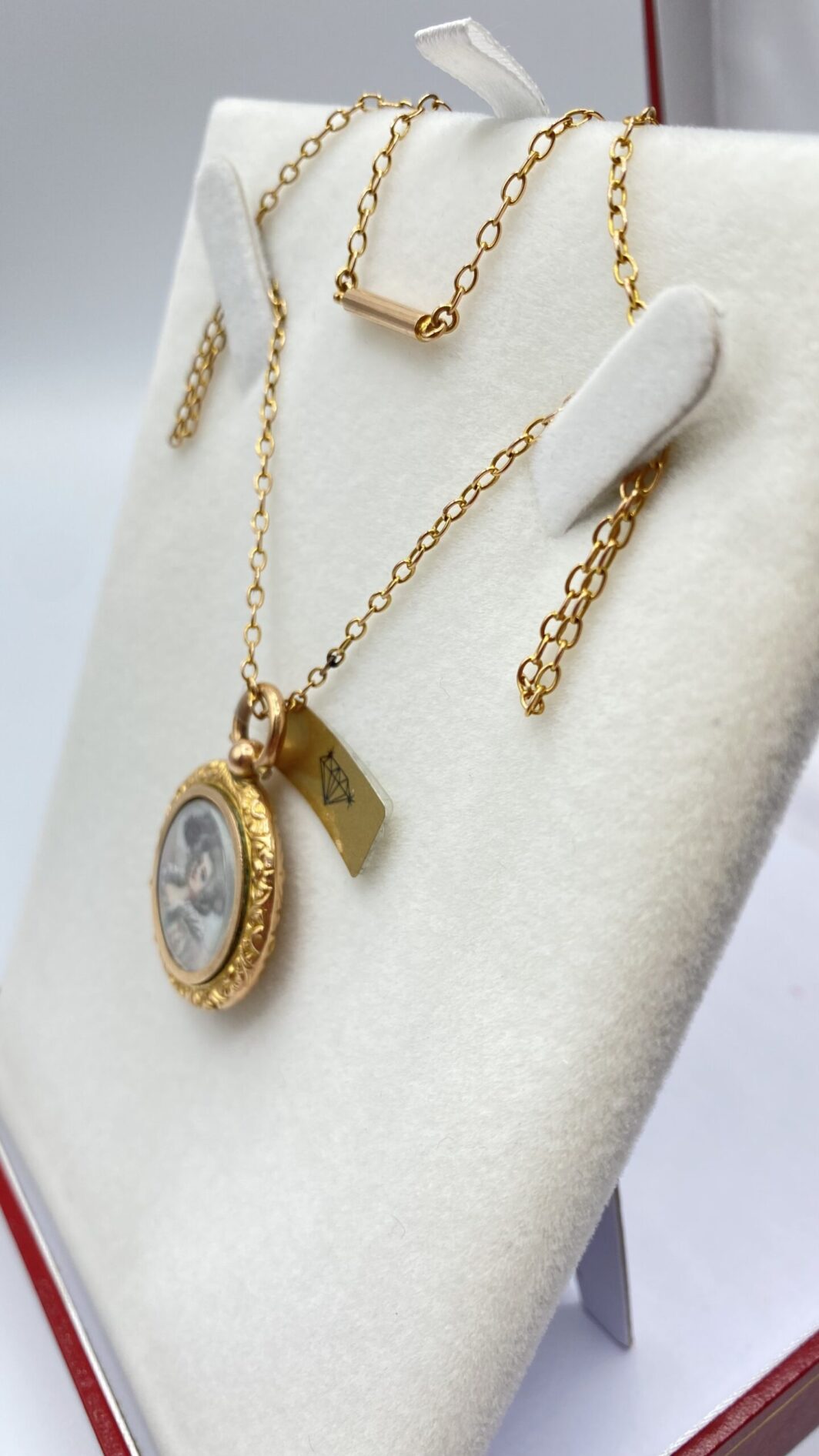 COLLANA CON MINIATURA PENDENTE, IN ORO 14 KT. EPOCA NAPOLEONE III - immagine 7