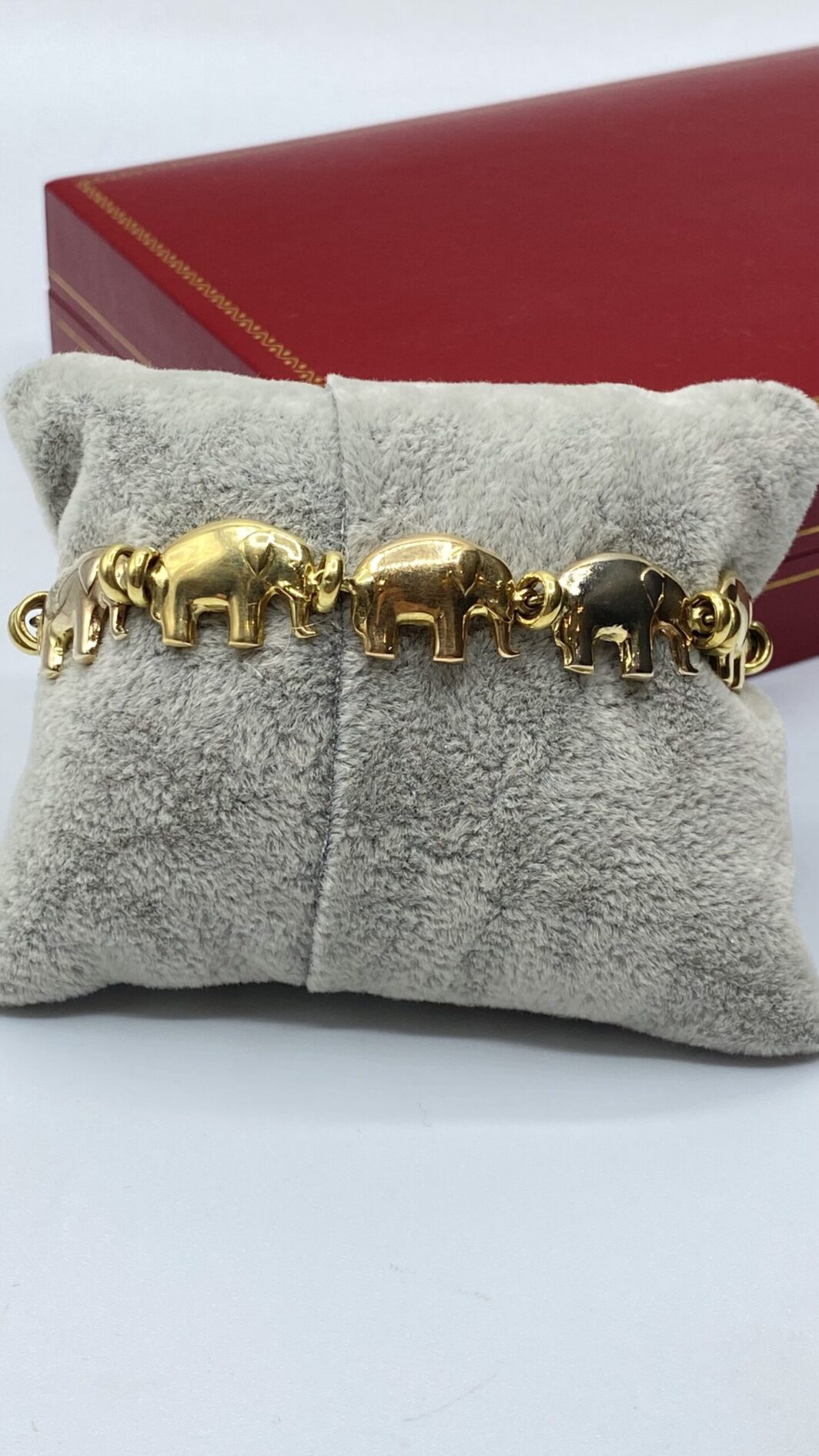 BRACCIALE VINTAGE IN ORO GIALLO, BIANCO E ROSA, 18 KT, CON ELEFANTI - immagine 2