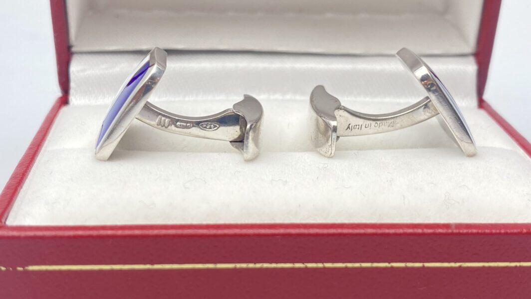 PAIO DI GEMELLI VINTAGE IN ARGENTO 925 E SMALTI - immagine 2