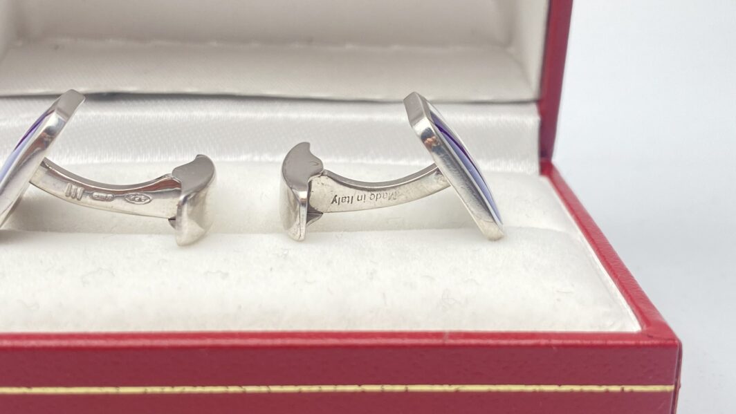 PAIO DI GEMELLI VINTAGE IN ARGENTO 925 E SMALTI - immagine 3