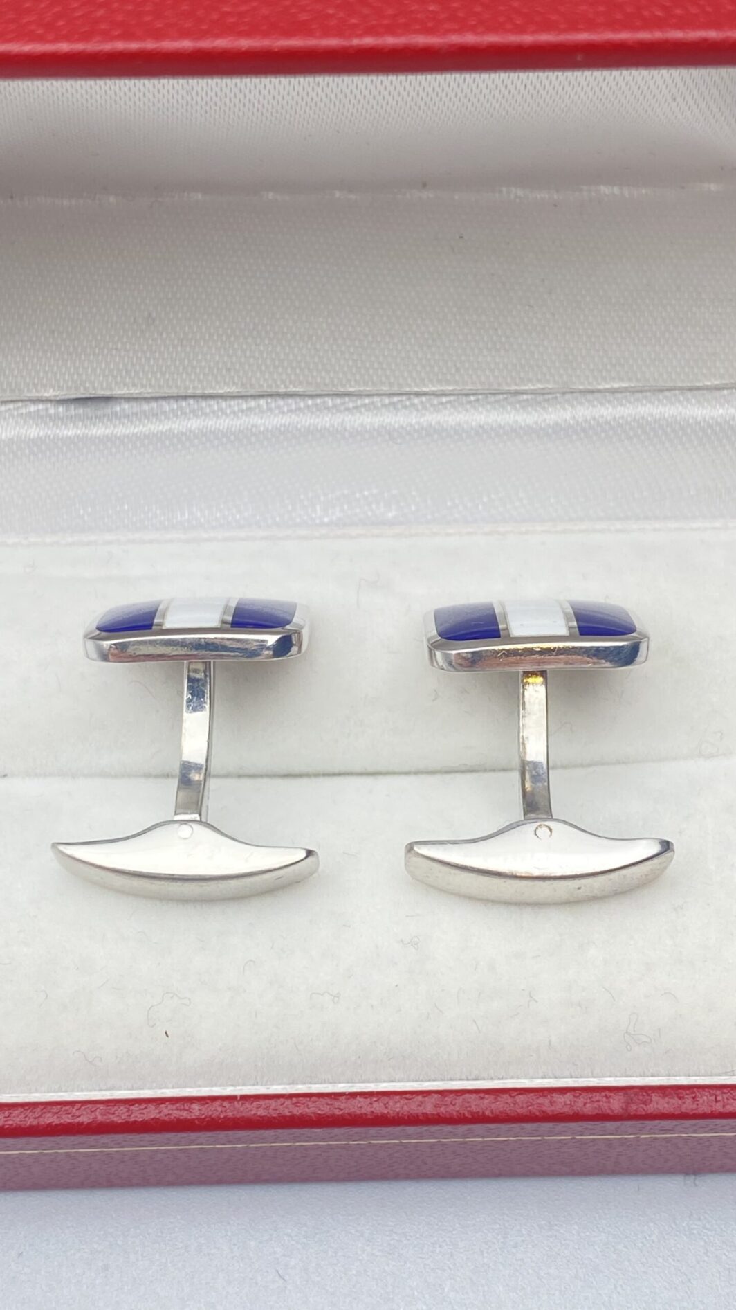 PAIO DI GEMELLI VINTAGE IN ARGENTO 925 E SMALTI - immagine 5