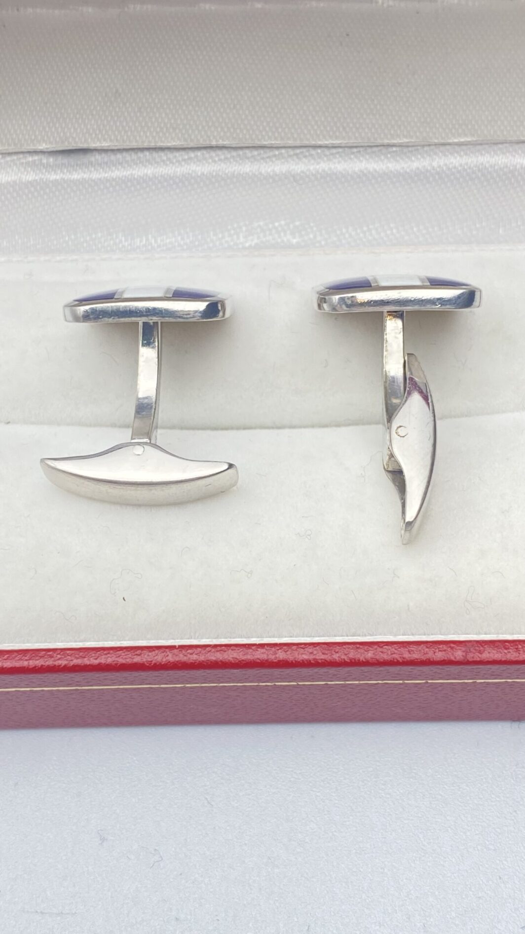 PAIO DI GEMELLI VINTAGE IN ARGENTO 925 E SMALTI - immagine 6