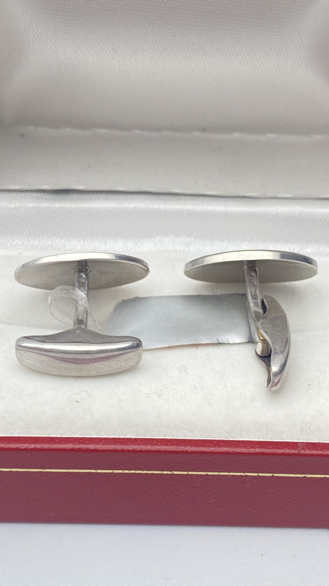 PAIO DI GEMELLI IN ARGENTO 925 E SMALTI REGIMENTAL BIANCHI E ROSSI - immagine 5