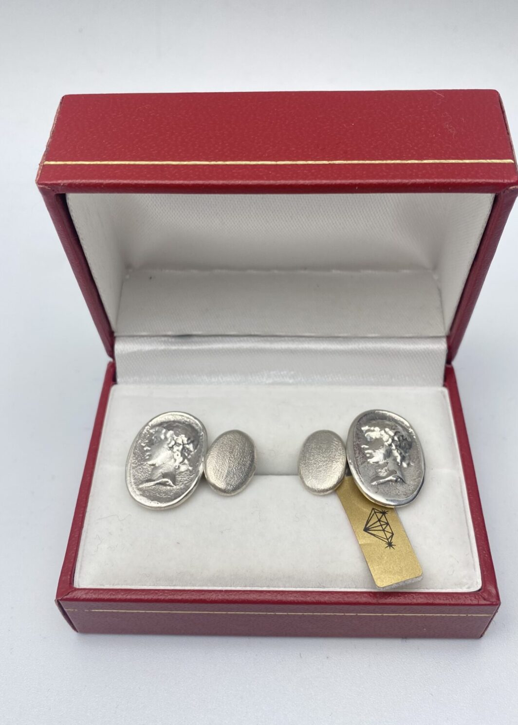PAIO DI GEMELLI IN ARGENTO 925 CON PROFILO DI IMPERATORE ROMANO