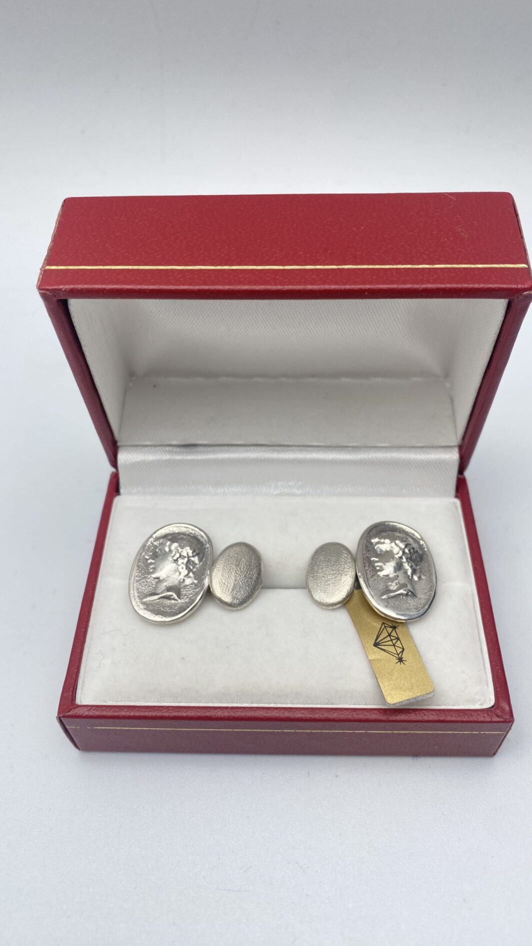 PAIO DI GEMELLI IN ARGENTO 925 CON PROFILO DI IMPERATORE ROMANO