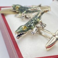 PAIO DI GEMELLI IN ARGENTO E SMALTI, CON COCCODRILLI - immagine 4
