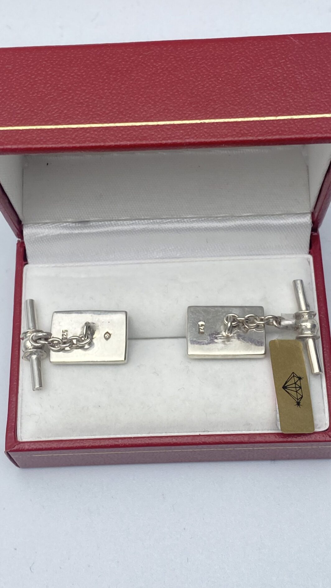 PAIO DI GEMELLI VINTAGE IN ARGENTO CON PLACCHE IN PORCELLANA SMALTATA - immagine 5