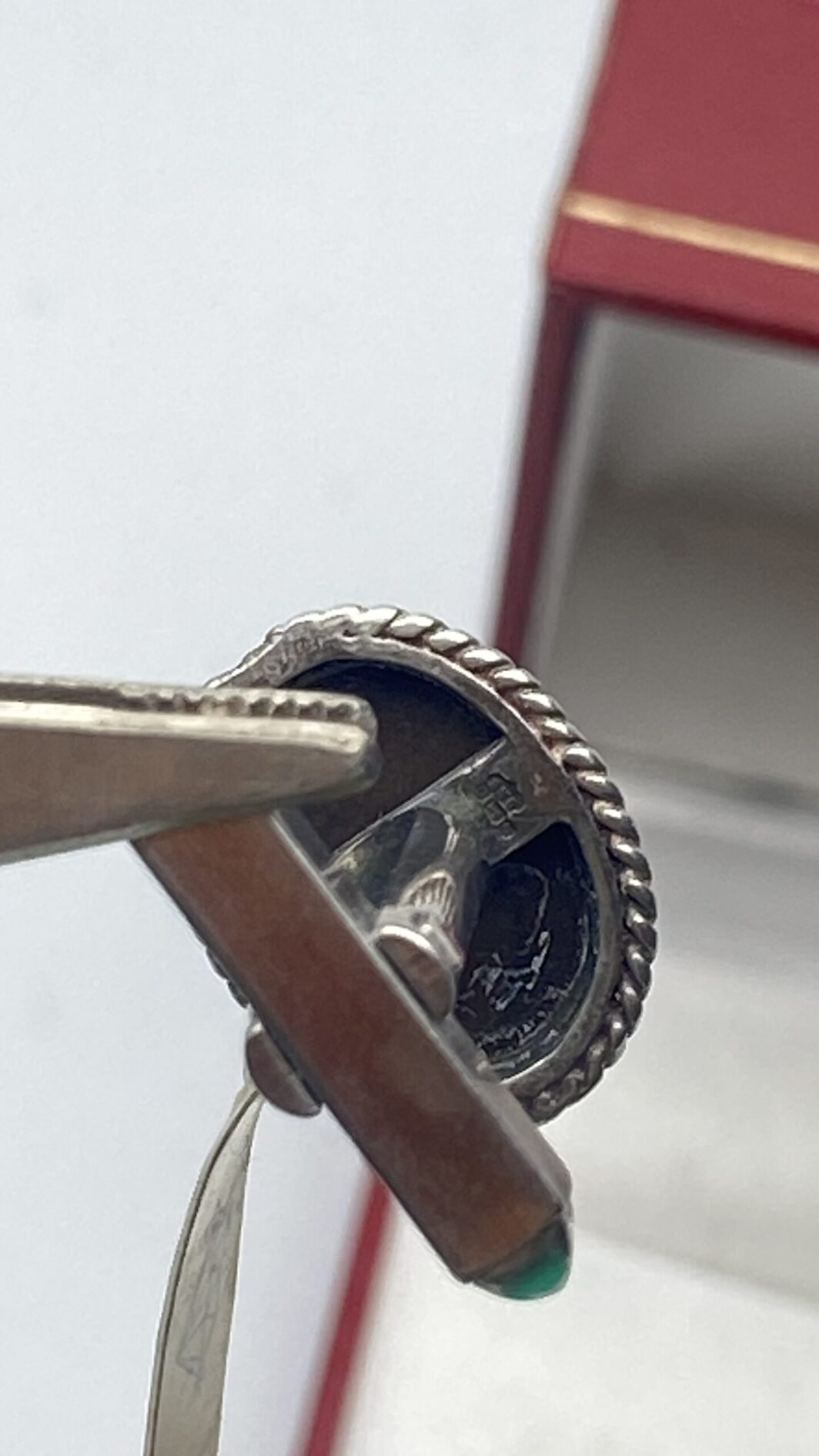 PAIO DI GEMELLI INGLESI VINTAGE IN ARGENTO E ONICE - immagine 7