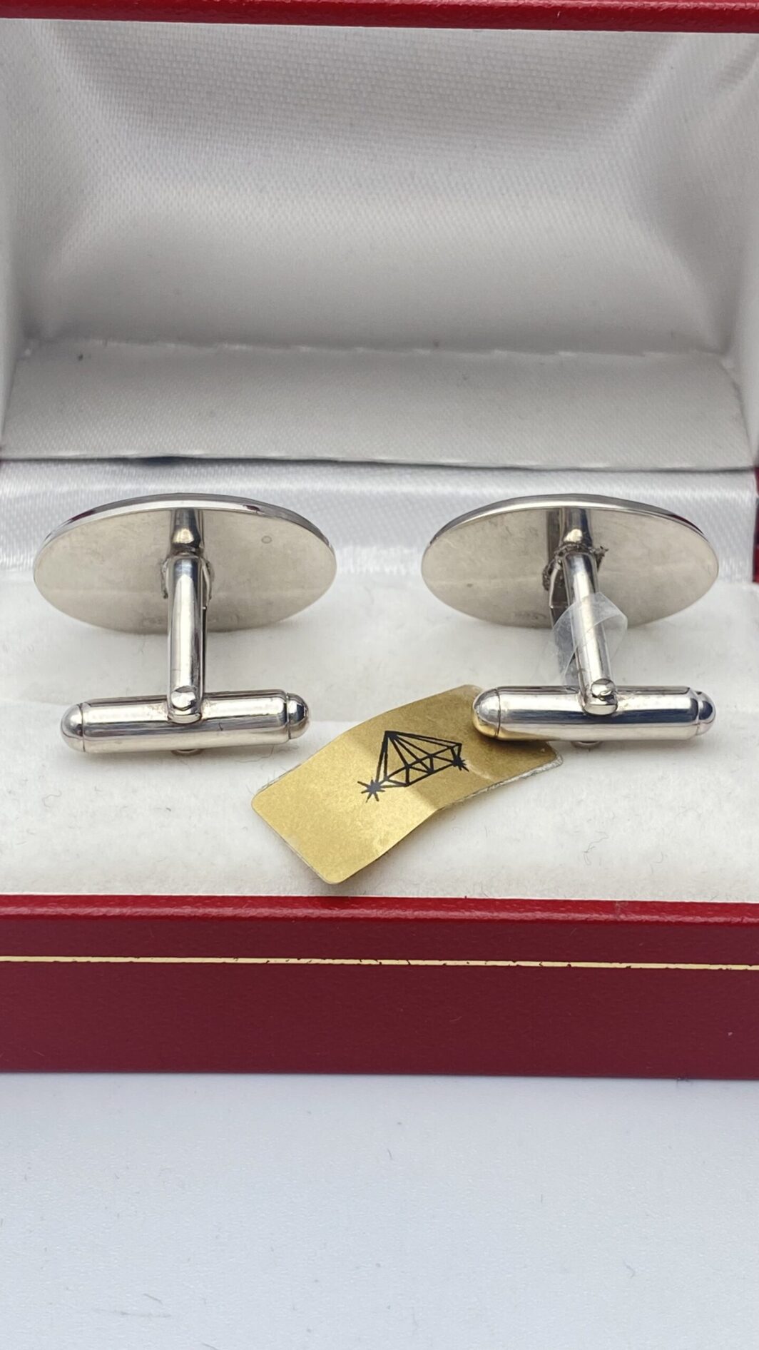 PAIO DI GEMELLI VINTAGE IN ARGENTO, SMALTI BLU A GUILLOCHÉ E ZIRCONI - immagine 4