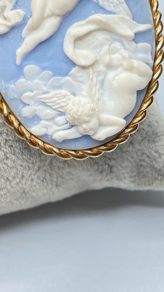 CAMMEO IN PORCELLANA WEDGWOOD CON CORNICE IN ORO 9KT. EPOCA REGINA VITTORIA XIX sec. - immagine 6
