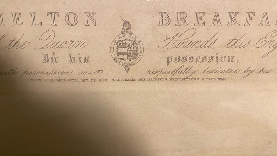 SPLENDIDA INCISIONE COLORATA A MANO, TRATTA DAL CELEBRE DIPINTO DI FRANCIS GRANT (1803-1878), "LA COLAZIONE MELTON" (1839). INGHILTERRA, SECONDA META' XIX SECOLO. - immagine 11