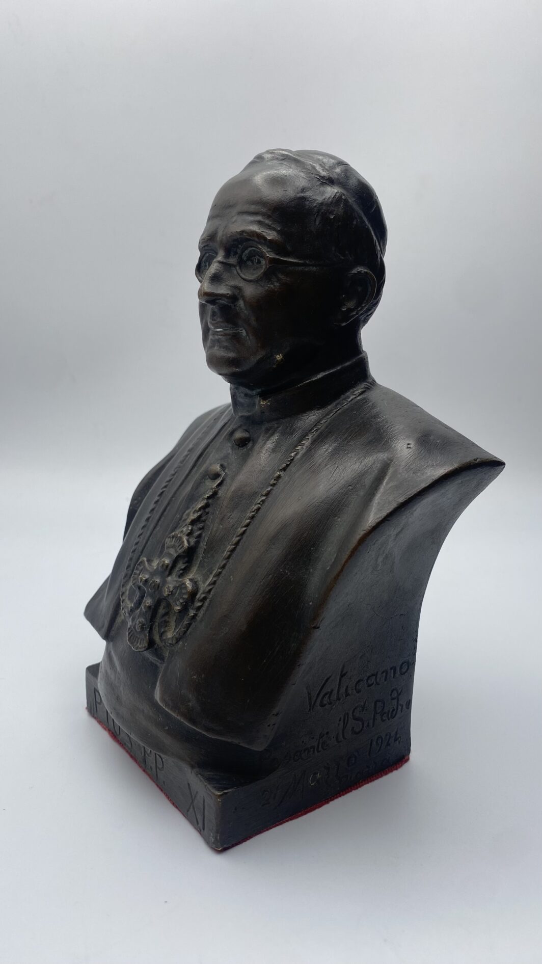 MEZZOBUSTO IN BRONZO, RITRATTO DI PAPA PIO XI. FONDERIE CANDIANI SOMMERS, 1925/1930 - immagine 3
