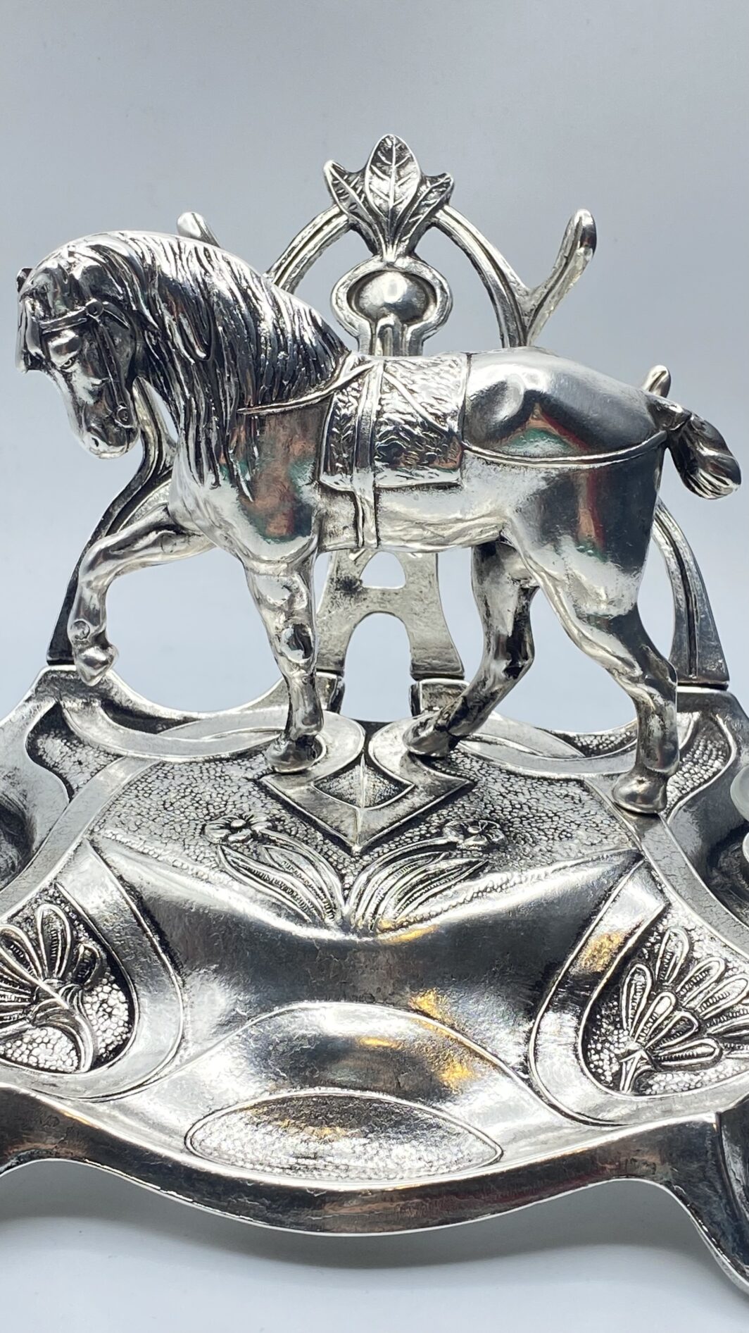 CALAMAIO ART NOUVEAU IN BRONZO ARGENTATO. FINE XIX sec. - immagine 2