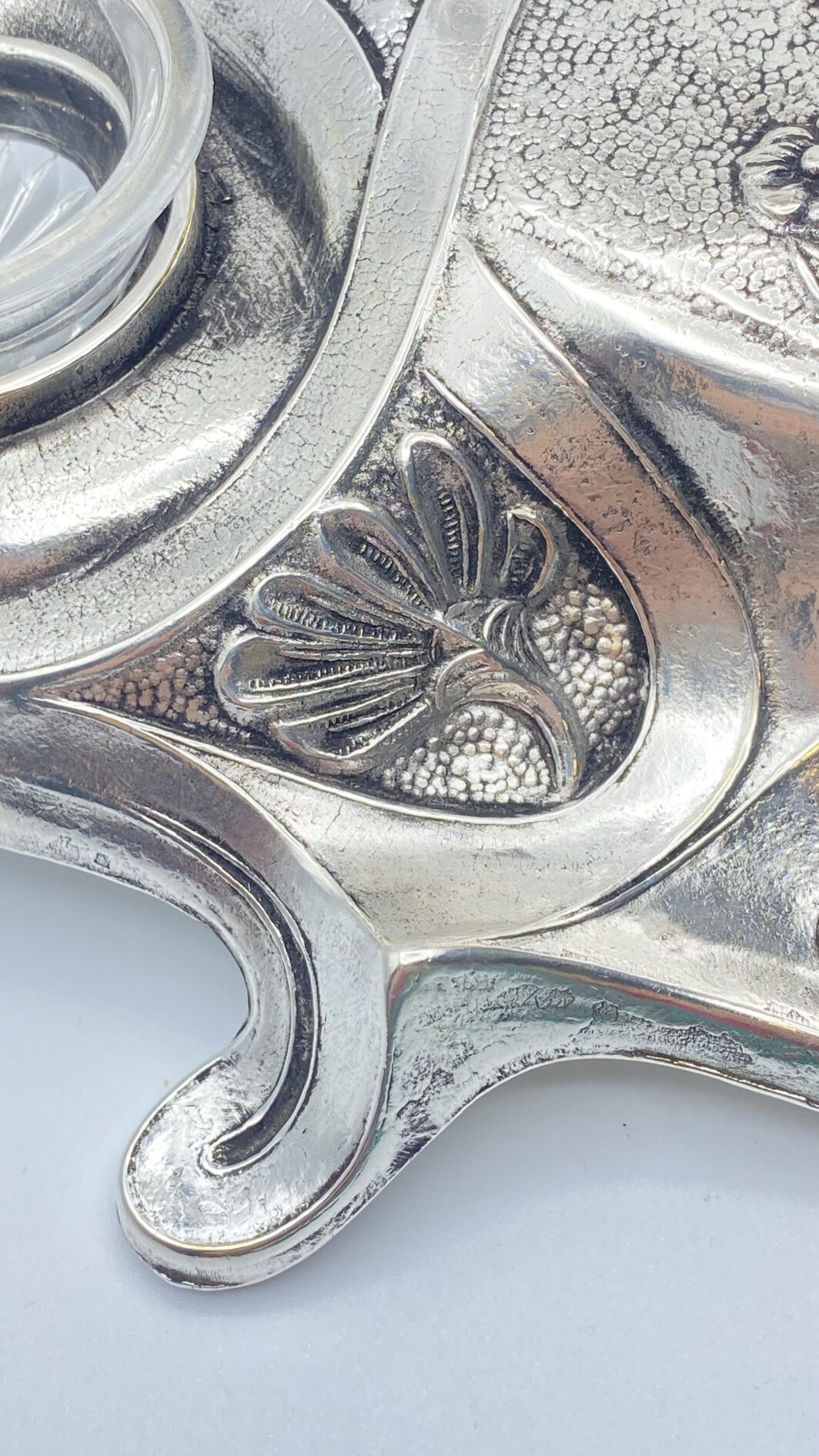CALAMAIO ART NOUVEAU IN BRONZO ARGENTATO. FINE XIX sec. - immagine 7