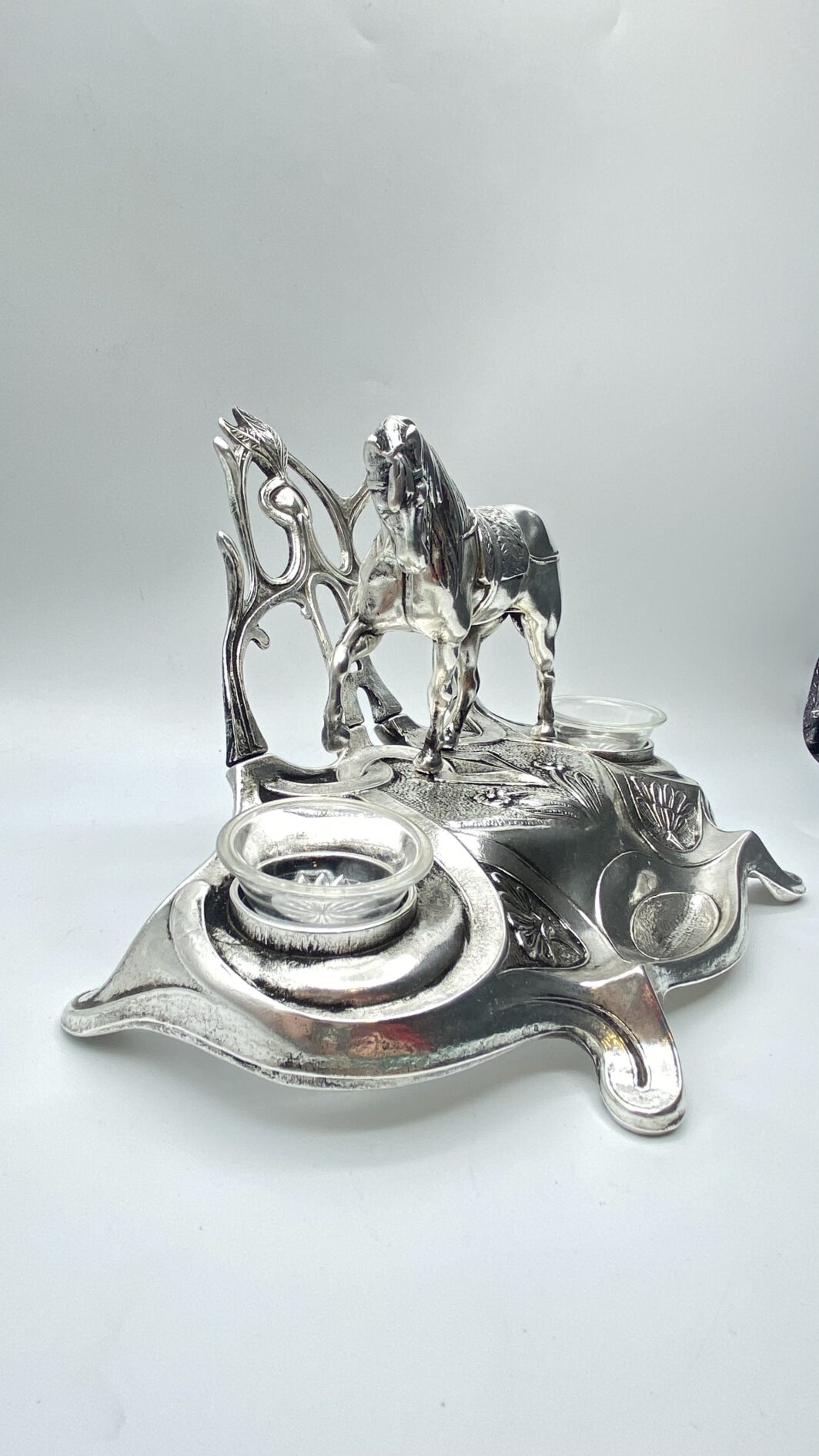 CALAMAIO ART NOUVEAU IN BRONZO ARGENTATO. FINE XIX sec. - immagine 10