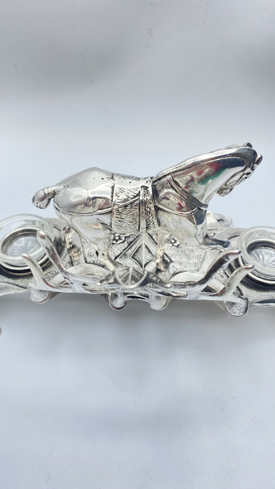 CALAMAIO ART NOUVEAU IN BRONZO ARGENTATO. FINE XIX sec. - immagine 13