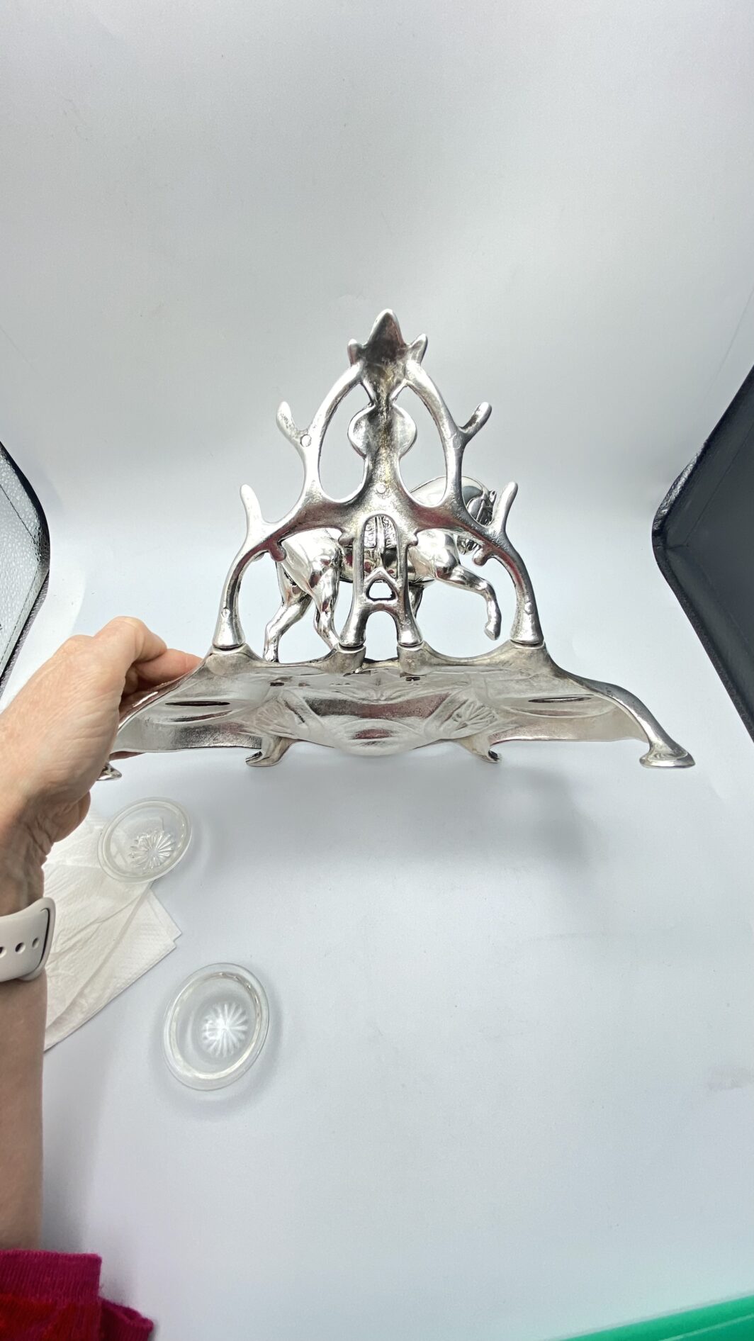 CALAMAIO ART NOUVEAU IN BRONZO ARGENTATO. FINE XIX sec. - immagine 20