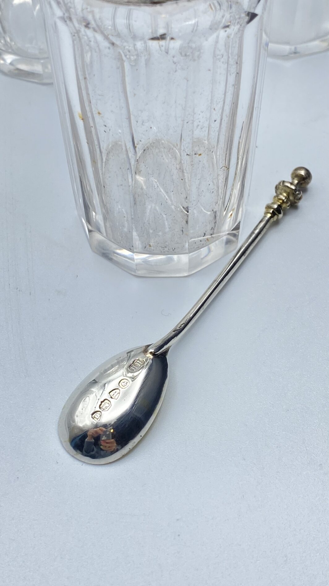 ANTICHISSIMA CRUETTE IN ARGENTO E CRISTALLO, BOLLI CITTA' DI LONDRA, 1757 - immagine 32