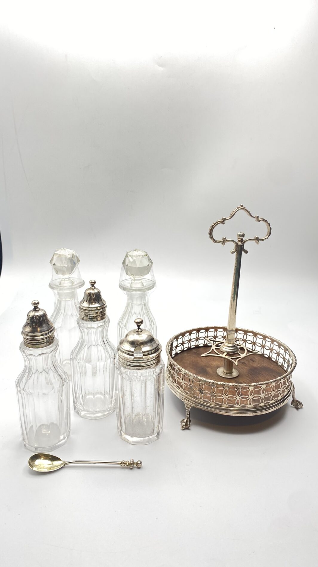 ANTICHISSIMA CRUETTE IN ARGENTO E CRISTALLO, BOLLI CITTA' DI LONDRA, 1757 - immagine 25