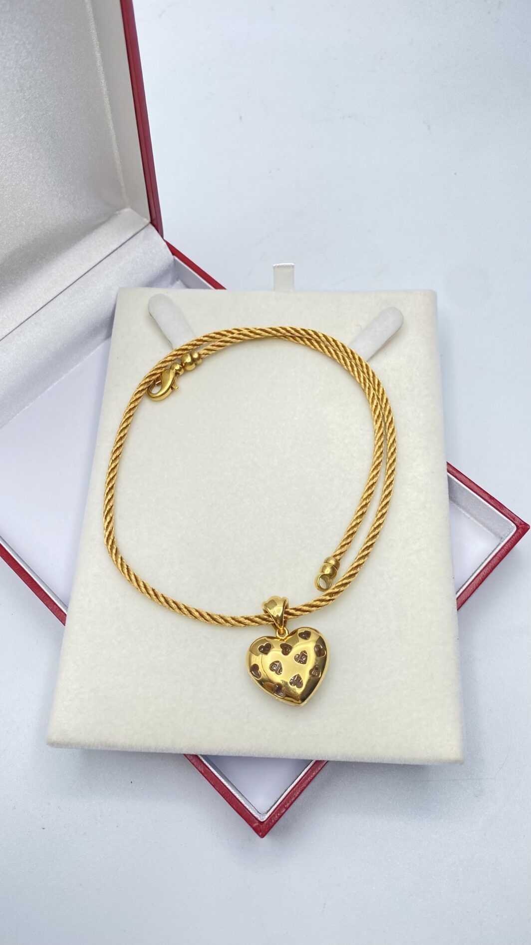 COLLIER CON CUORE DI BRILLANTI, TUTTO IN ORO 18 KT. OREFICERIA VINTAGE ANNI ‘80. - immagine 7