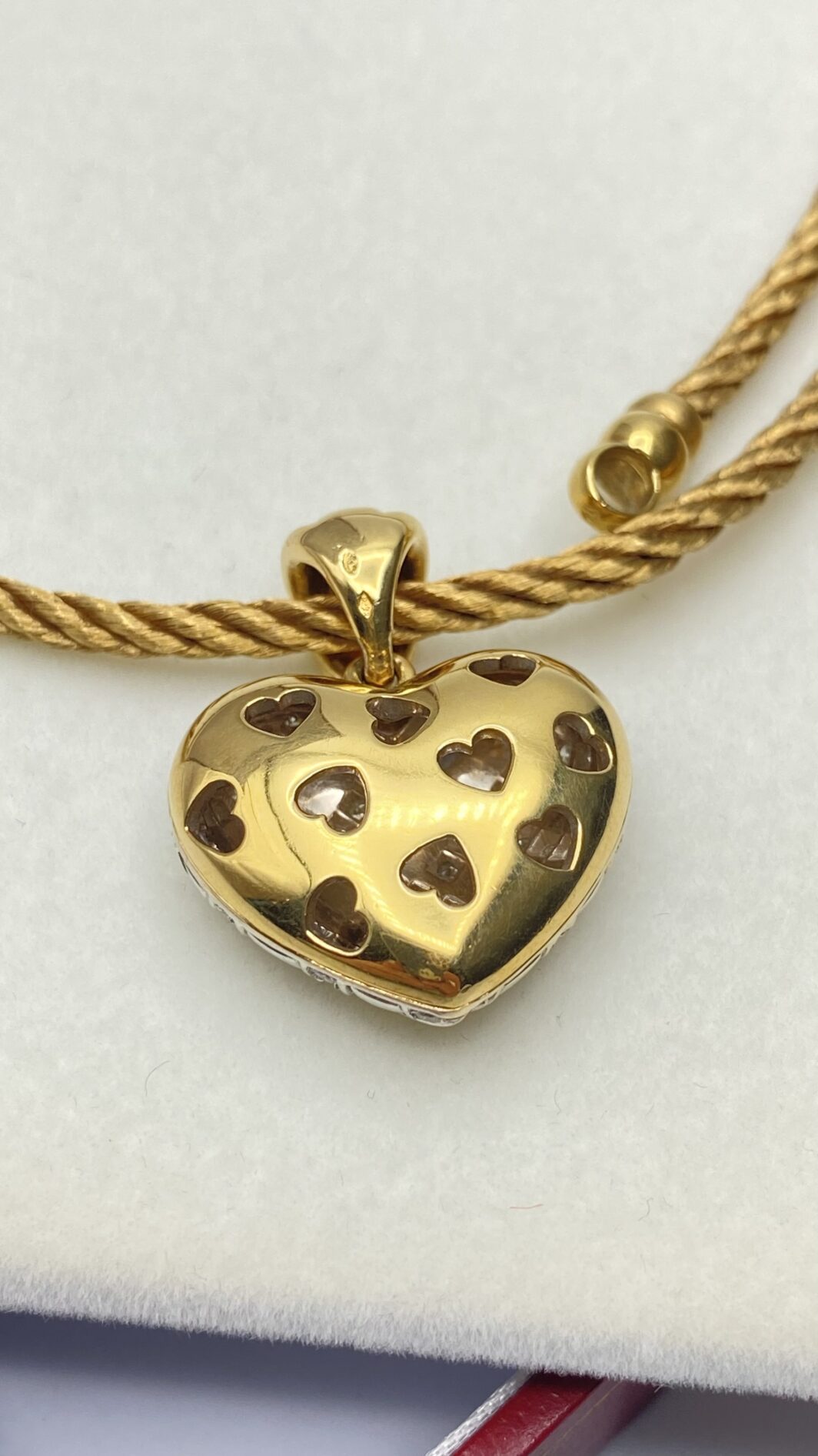 COLLIER CON CUORE DI BRILLANTI, TUTTO IN ORO 18 KT. OREFICERIA VINTAGE ANNI ‘80. - immagine 8